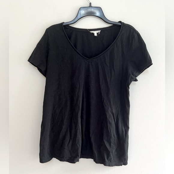 Eileen Fisher 100% Cotton Black Scoop Neck Short Sleeved T-Shirt, size L - Picture 1 of 6